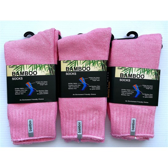 Bamboo Heavy Duty Socks Pink (2-8)